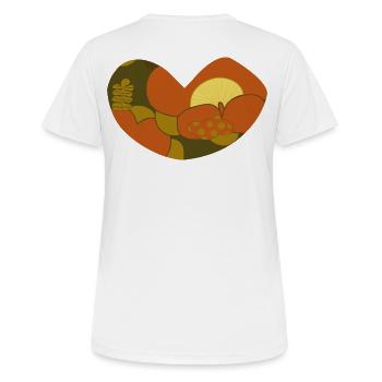 70er-Jahre-Blumenherz - Frauen T-Shirt atmungsaktiv - Weiß - Hinten - AI Model Female 172 dark (172cm)