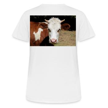 Kuh Poster - Frauen T-Shirt atmungsaktiv - Weiß - Hinten - AI Model Female 172 dark (172cm)