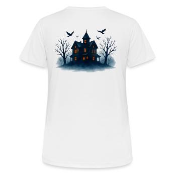 Blue Haunted House in the Moonlight - Women's Breathable T-Shirt - white - Back - AI Model Female 172 dark (172cm)