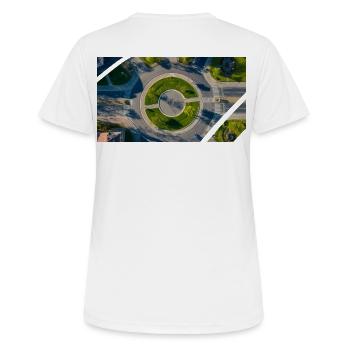 Vue aérienne Cercle rond Accents verts - T-shirt respirant Femme - blanc - Dos - AI Model Female 172 dark (172cm)