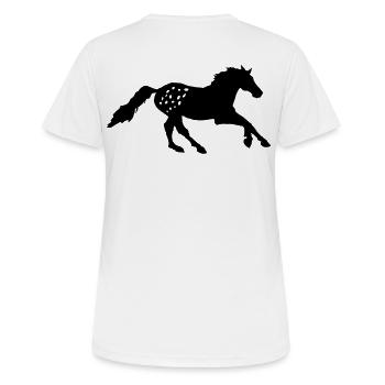 Tigerschecke  Appaloosa  Pferd Noriker Reiten - Frauen T-Shirt atmungsaktiv - Weiß - Hinten - AI Model Female 172 dark (172cm)