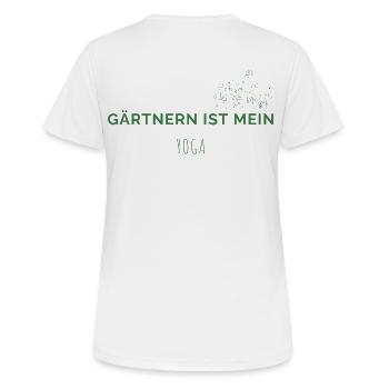 Le jardinage est mon yoga - Chemise de jardin drôle - T-shirt respirant Femme - blanc - Dos - AI Model Female 172 dark (172cm)