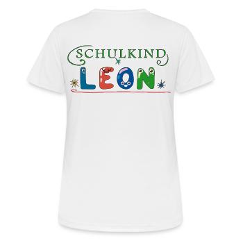 Schulkind Leon - Frauen T-Shirt atmungsaktiv - Weiß - Hinten - AI Model Female 172 dark (172cm)