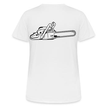 Motorsäge - Frauen T-Shirt atmungsaktiv - Weiß - Hinten - AI Model Female 172 dark (172cm)