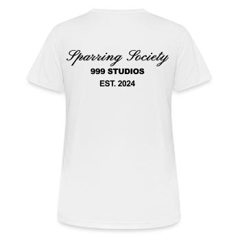Sparring Gesellschaft Weißer Druck - Frauen T-Shirt atmungsaktiv - Weiß - Hinten - AI Model Female 172 dark (172cm)