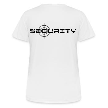 Sécurité, sécurité, protection de la propriété - T-shirt respirant Femme - blanc - Dos - AI Model Female 172 dark (172cm)