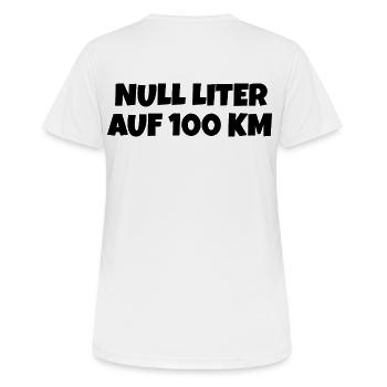 Null Liter auf 100 Km Fahrrad Spruch - Frauen T-Shirt atmungsaktiv - Weiß - Hinten - AI Model Female 172 dark (172cm)