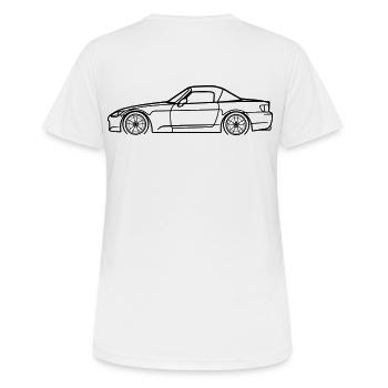 S2000 Line Silhouette – High‑Rev JDM Art - Frauen T-Shirt atmungsaktiv - Weiß - Hinten - AI Model Female 172 dark (172cm)