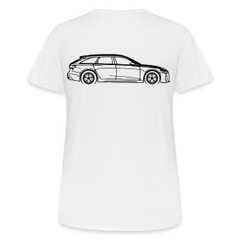 RS6 Line Silhouette – Minimalist Car Art - Frauen T-Shirt atmungsaktiv - Weiß - Hinten - AI Model Female 172 dark (172cm)