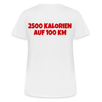 2500 Kalorien auf 100 km Fahrrad Anhänger Sticker - Frauen T-Shirt atmungsaktiv - Weiß - Hinten - AI Model Female 172 dark (172cm)