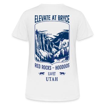 Elevate bei Bryce - Navy - Frauen T-Shirt atmungsaktiv - Weiß - Hinten - AI Model Female 172 dark (172cm)