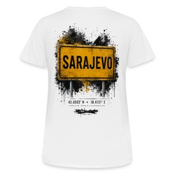 Panneau de rue vintage de Sarajevo - T-shirt respirant Femme - blanc - Dos - AI Model Female 172 dark (172cm)
