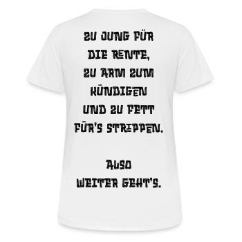 Chemise sarcasme : Pension ? Démissionner ? Se déshabiller ? Non. - T-shirt respirant Femme - blanc - Dos - AI Model Female 172 dark (172cm)