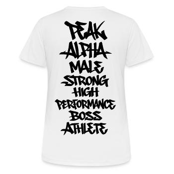 PEAK ATHLETE - Frauen T-Shirt atmungsaktiv - Weiß - Hinten - AI Model Female 172 dark (172cm)