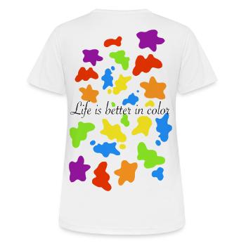 Bunte Farbkleckse - Frauen T-Shirt atmungsaktiv - Weiß - Hinten - AI Model Female 172 dark (172cm)