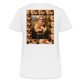 L’amour du poulet dans les bois - T-shirt respirant Femme - blanc - Dos - AI Model Female 172 dark (172cm)