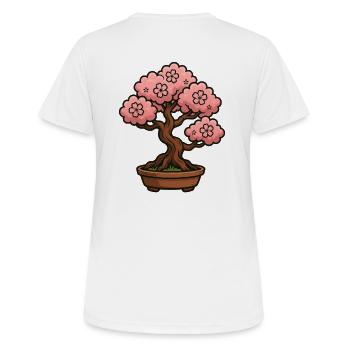 Kirchblüten Bonsai Baum - Frauen T-Shirt atmungsaktiv - Weiß - Hinten - AI Model Female 172 dark (172cm)