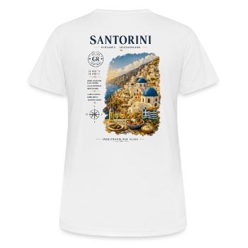 Santorini Inseltraum - Frauen T-Shirt atmungsaktiv - Weiß - Hinten - AI Model Female 172 dark (172cm)