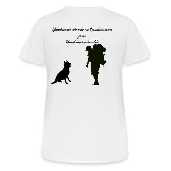 randonneur cherche randonneuse - T-shirt respirant Femme - blanc - Dos - AI Model Female 172 dark (172cm)