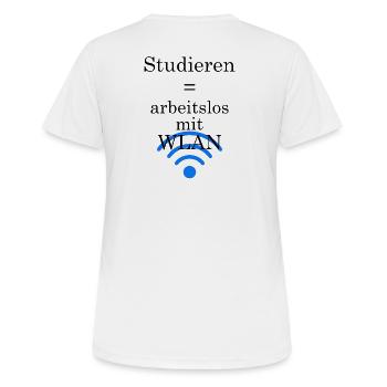 Le slogan de l’université « Chômeurs avec WLAN » cadeau aux étudiants - T-shirt respirant Femme - blanc - Dos - AI Model Female 172 dark (172cm)