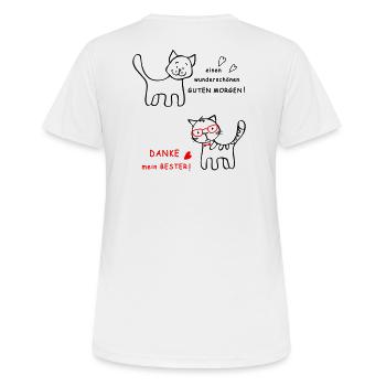 Good morning dog and cat - Women's Breathable T-Shirt - white - Back - AI Model Female 172 dark (172cm)