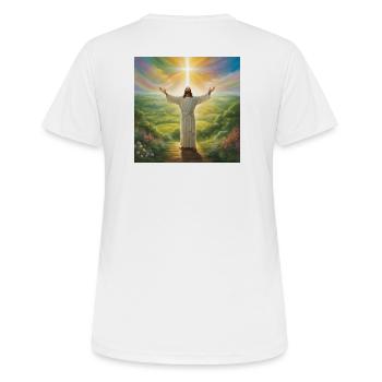 Jésus, catholique Jésus-Christ - T-shirt respirant Femme - blanc - Dos - AI Model Female 172 dark (172cm)