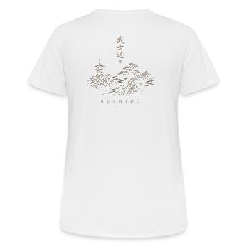 Bushidō Tokio Landschaft Gold - Frauen T-Shirt atmungsaktiv - Weiß - Hinten - AI Model Female 172 dark (172cm)