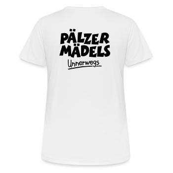 Pälzer Mädels unnerwegs - Pfälzer Mädels unterwegs - Frauen T-Shirt atmungsaktiv - Weiß - Hinten - AI Model Female 172 dark (172cm)