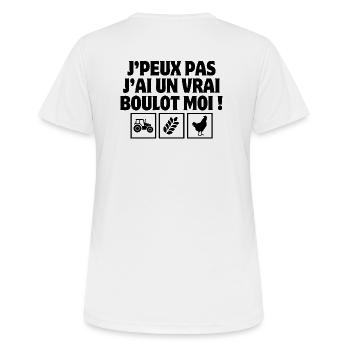 agriculteur, paysan, fermier, fermière - T-shirt respirant Femme - blanc - Dos - AI Model Female 172 dark (172cm)