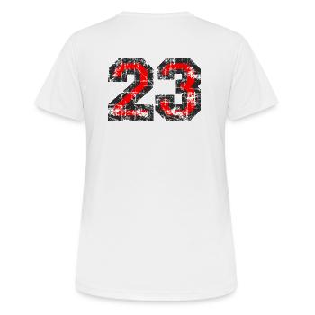 Zahl 23 (Vintage Rot) 23. Geburtstag Nr. 23 - Frauen T-Shirt atmungsaktiv - Weiß - Hinten - AI Model Female 172 dark (172cm)