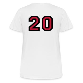Le numéro 20 - nombre de vingt - T-shirt respirant Femme - blanc - Dos - AI Model Female 172 dark (172cm)