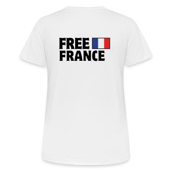 Frankreich, ich bin Franzose, es lebe Frankreich - Frauen T-Shirt atmungsaktiv - Weiß - Hinten - AI Model Female 172 dark (172cm)