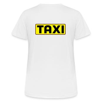 Taxi - Frauen T-Shirt atmungsaktiv - Weiß - Hinten - AI Model Female 172 dark (172cm)