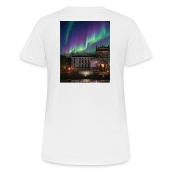 Nordlichter über historischer Villa - Frauen T-Shirt atmungsaktiv - Weiß - Hinten - AI Model Female 172 dark (172cm)