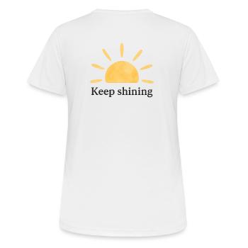 Keep Shining – Sonne – Minimalistisch - Frauen T-Shirt atmungsaktiv - Weiß - Hinten - AI Model Female 172 dark (172cm)