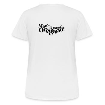 maman, je te jure, c’est une blague sur l’origan, un joint de mariuhana kif - T-shirt respirant Femme - blanc - Dos - AI Model Female 172 dark (172cm)
