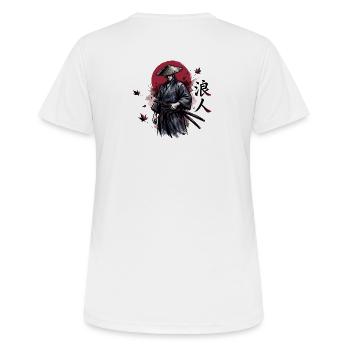 Schattensamurai im Herbstrot - Frauen T-Shirt atmungsaktiv - Weiß - Hinten - AI Model Female 172 dark (172cm)
