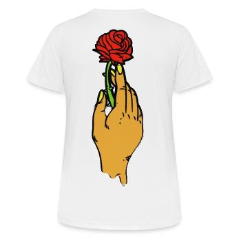 Rose tenue en art au trait gras - T-shirt respirant Femme - blanc - Dos - AI Model Female 172 dark (172cm)