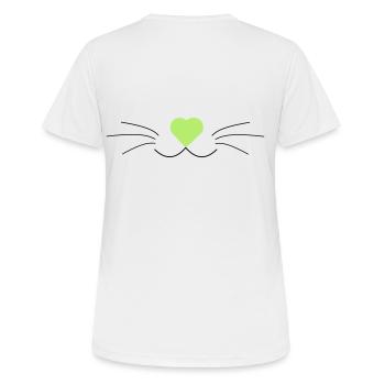 Moustaches du chat, vert et noir, avec coeur - T-shirt respirant Femme - blanc - Dos - AI Model Female 172 dark (172cm)