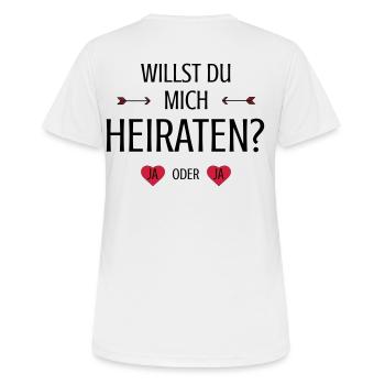 Veux-tu m'épouser demande de mariage en disant - T-shirt respirant Femme - blanc - Dos - AI Model Female 172 dark (172cm)