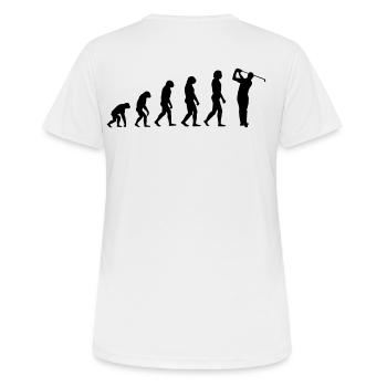Golfspieler Evolution - Frauen T-Shirt atmungsaktiv - Weiß - Hinten - AI Model Female 172 dark (172cm)