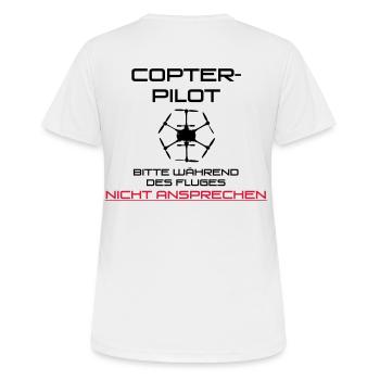 Hinweis Copter-Pilot - Frauen T-Shirt atmungsaktiv - Weiß - Hinten - AI Model Female 172 dark (172cm)