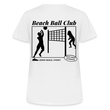 Beach Ball Club Rücken Print Illustration retro - Frauen T-Shirt atmungsaktiv - Weiß - Hinten - AI Model Female 172 dark (172cm)