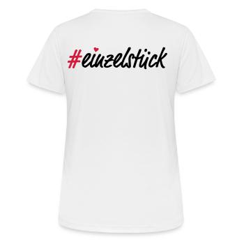 Einzelstück - Frauen T-Shirt atmungsaktiv - Weiß - Hinten - AI Model Female 172 dark (172cm)