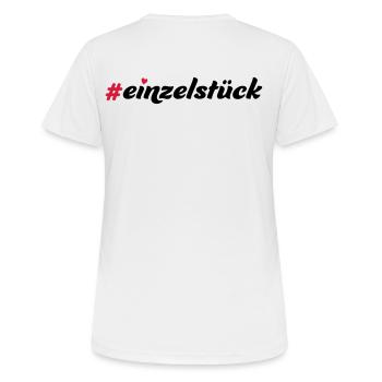 Einzelstück - Frauen T-Shirt atmungsaktiv - Weiß - Hinten - AI Model Female 172 dark (172cm)
