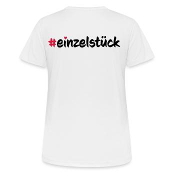 Einzelstück - Frauen T-Shirt atmungsaktiv - Weiß - Hinten - AI Model Female 172 dark (172cm)