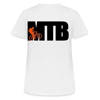 MTB - Frauen T-Shirt atmungsaktiv - Weiß - Hinten - AI Model Female 172 dark (172cm)