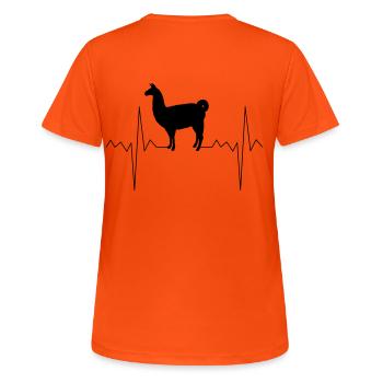 Heart Rate Heartbeat Pulse Lama Llama Gift - Women's Breathable T-Shirt - neon orange - Back - AI Model Female 172 dark (172cm)