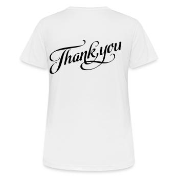 thank you | Thank you thanks - Women's Breathable T-Shirt - white - Back - AI Model Female 172 dark (172cm)