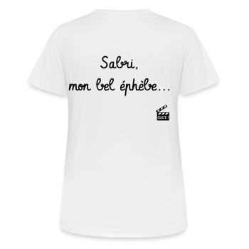 Sabri, mon bel éphèbe... Citation Série H - Humour - T-shirt respirant Femme - blanc - Dos - AI Model Female 172 dark (172cm)